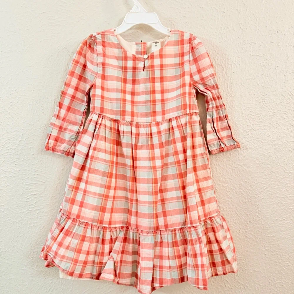 Oshkosh pale pink plaid ruffle dress